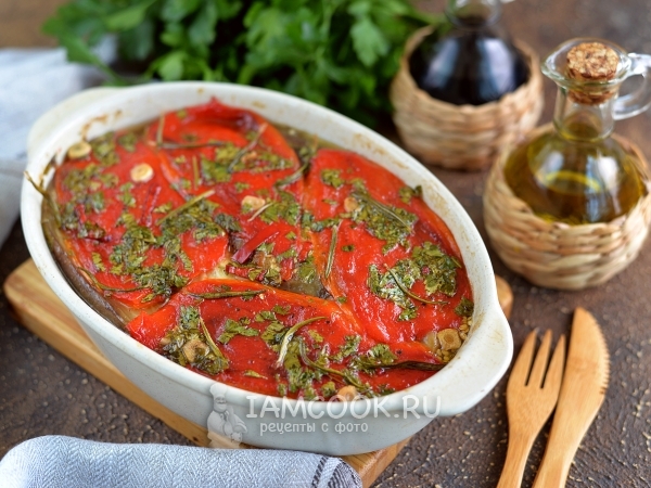 Овощной тьян из баклажанов и болгарского перца, рецепт с фото