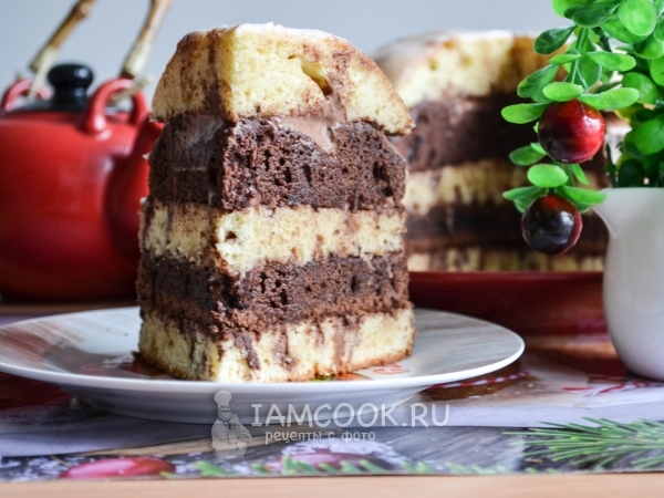 Торт «Зебра» на сметане (простой рецепт), рецепт с фото