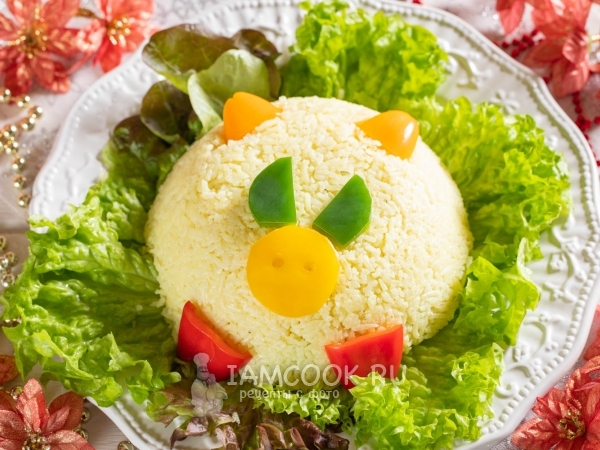 Рисовый салат на Новый год Свиньи, рецепт с фото