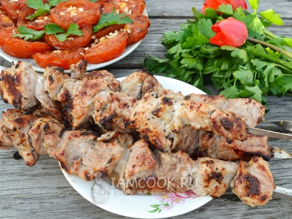 Шашлык на кефире из свинины (с киви), рецепт с фото