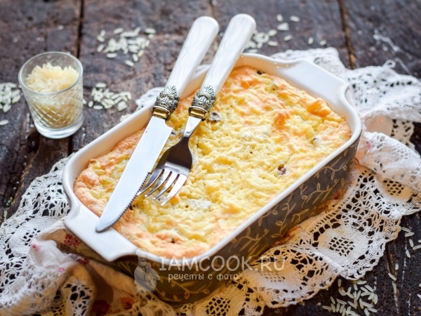 Сладкая рисовая запеканка с изюмом, рецепт с фото