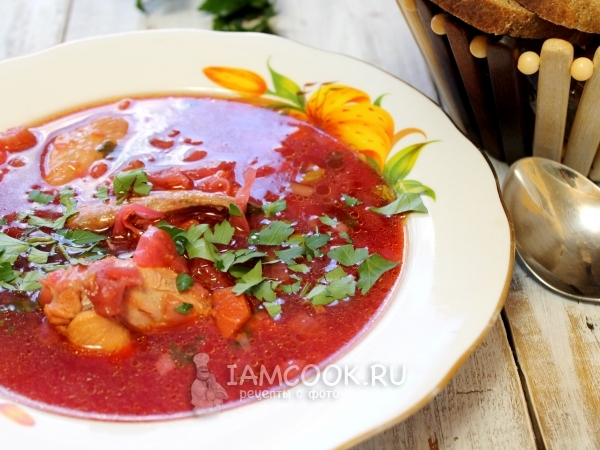 Борщ с куриными крылышками, рецепт с фото