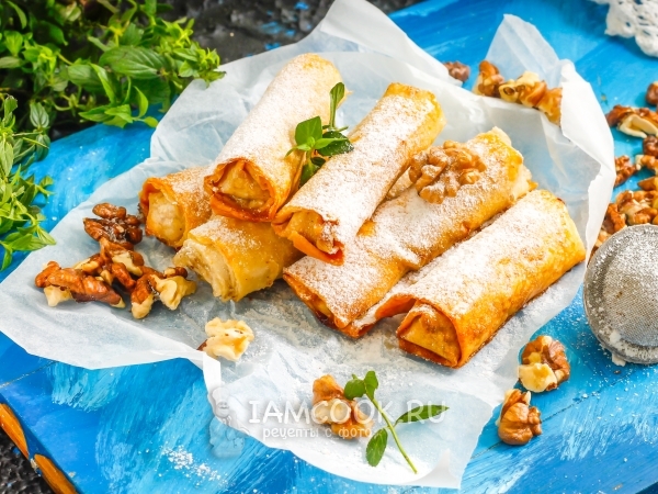 Сладкие рулетики из лаваша с орехами, рецепт с фото