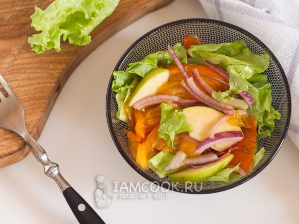 Салат из хурмы с яблоками, рецепт с фото