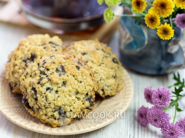 Мягкое овсяное печенье с шоколадом, рецепт с фото