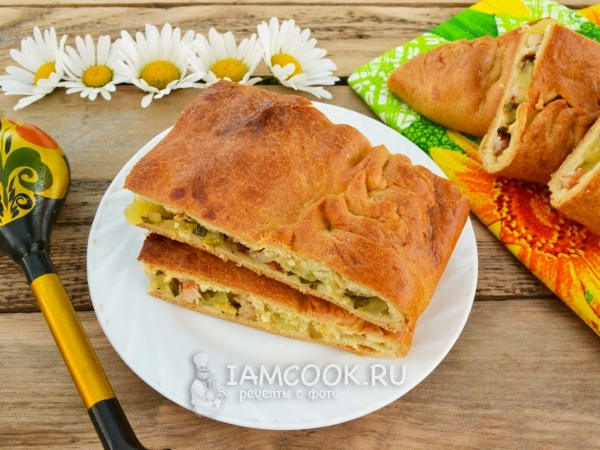 Кулебяка с мясом и картошкой, рецепт с фото