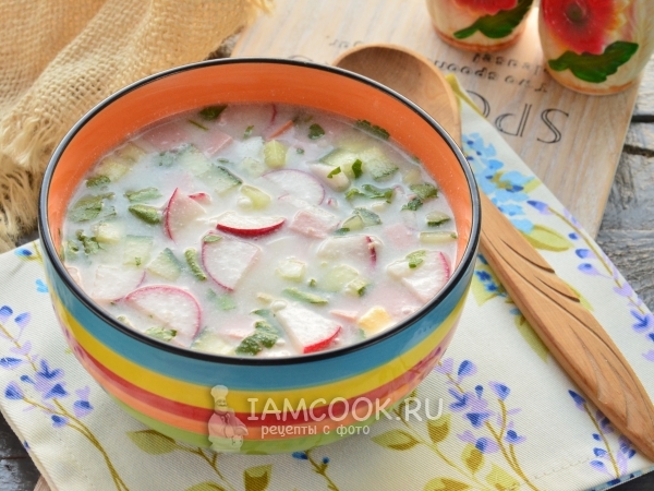 Окрошка с колбасой на уксусе (классический рецепт), рецепт с фото