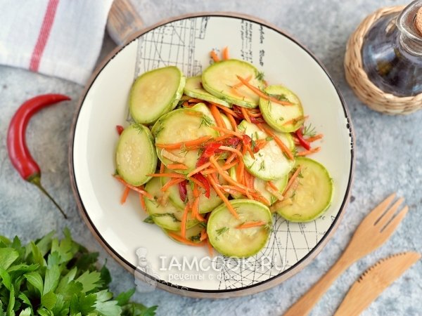 Кабачки по-корейски быстрого приготовления кружочками, рецепт с фото