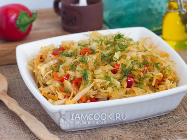 Тушёная капуста с горчицей и мёдом, рецепт с фото