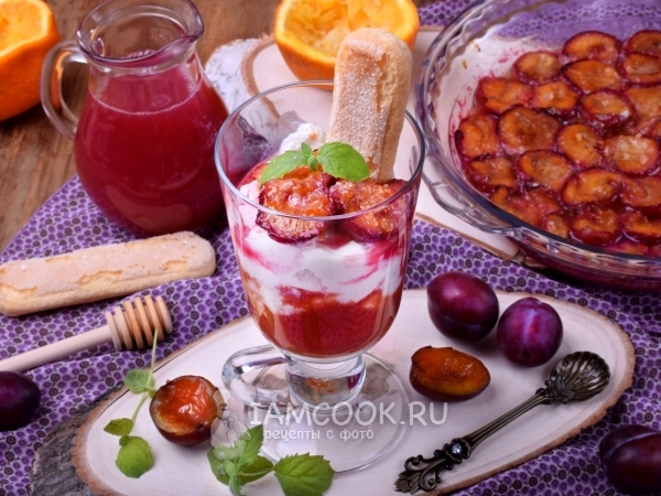 Медово-апельсиновая слива с рикоттой, рецепт с фото