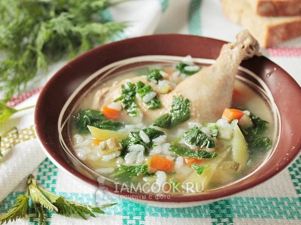 Рассольник с рисом и крапивой, рецепт с фото