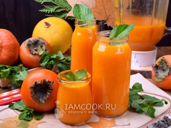 Смузи с хурмой и тыквенным пюре, рецепт с фото