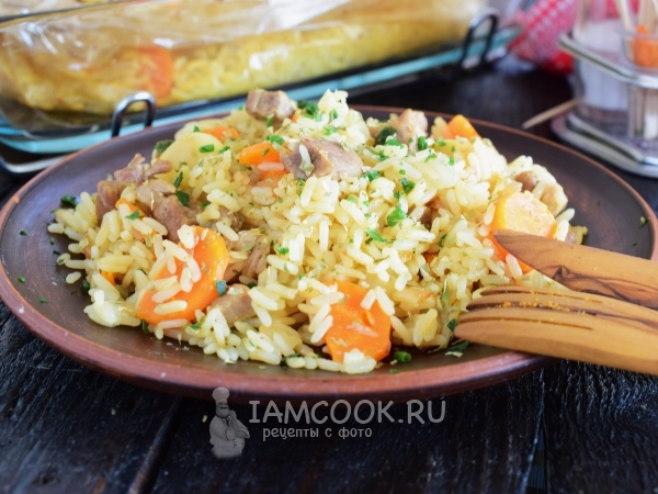 Плов в рукаве в духовке, рецепт с фото