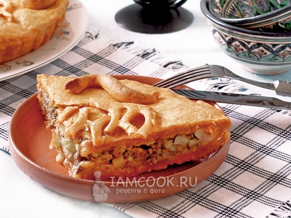 Пирог с мясом на томатном соке, рецепт с фото