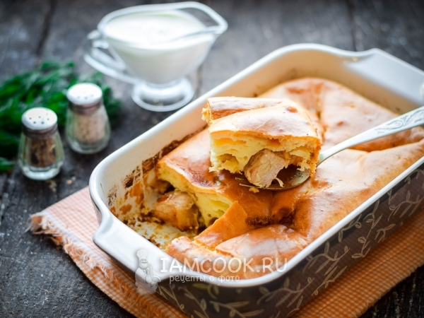 Пирог из жидкого теста с мясом, рецепт с фото