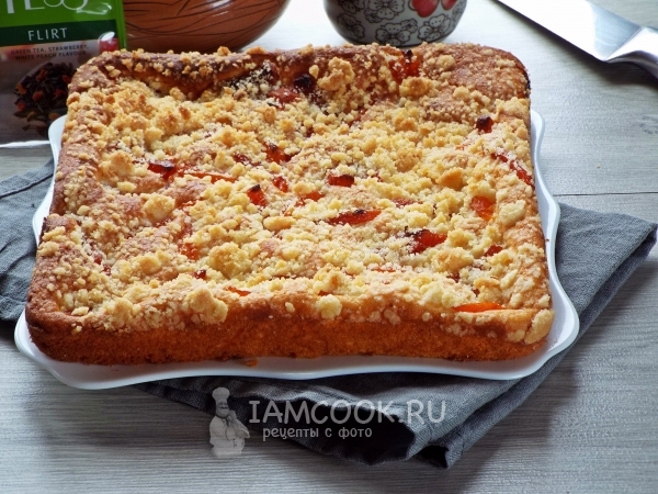 Пирог с курагой и штрейзелем, рецепт с фото