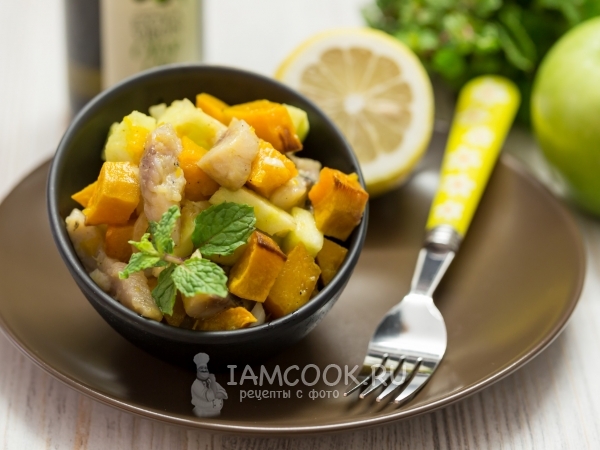 Салат из тыквы с сельдью и яблоком, рецепт с фото