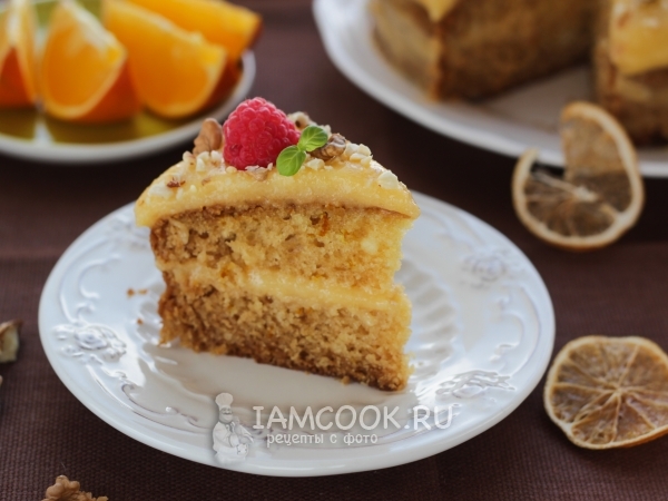 Постный апельсиновый торт, рецепт с фото