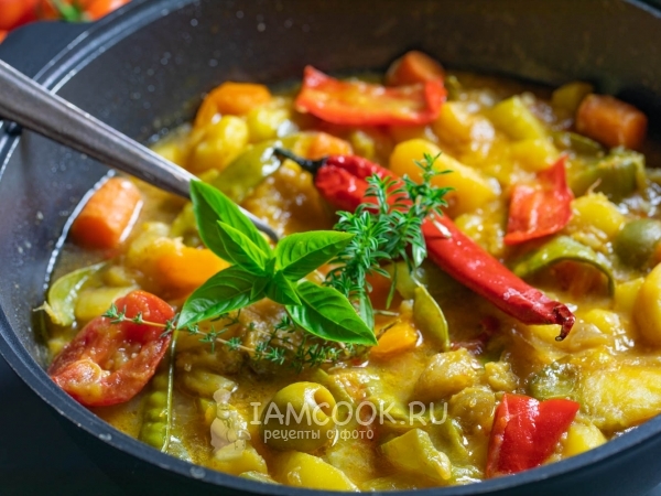 Тушеные овощи в казане, рецепт с фото