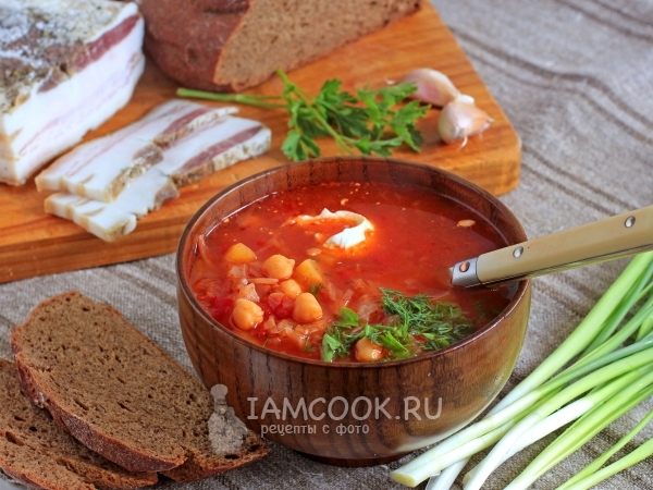 Борщ с нутом (без мяса), рецепт с фото