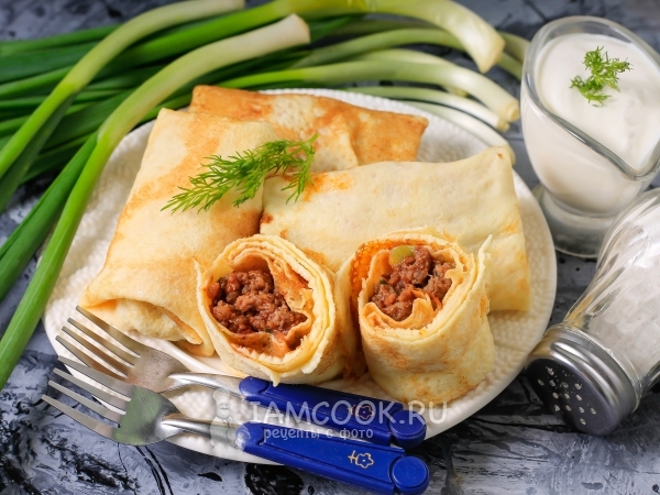 Фаршированные блины с фаршем, рецепт с фото