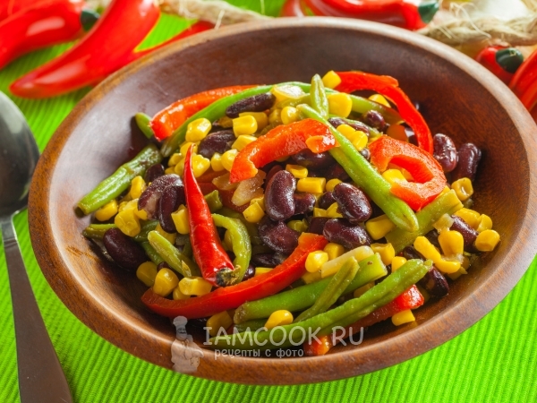 Текс-мекс гарнир из фасоли и кукурузы, рецепт с фото