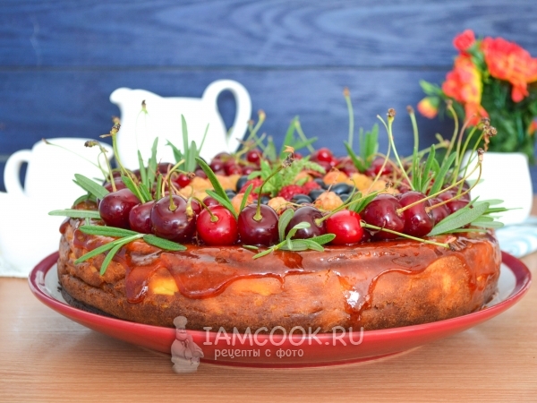 Творожная запеканка с вишней, рецепт с фото