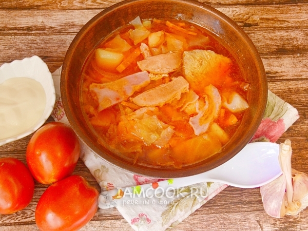 Борщ по-флотски с беконом (на свинине), рецепт с фото