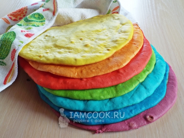 Радужные коржи для торта, рецепт с фото
