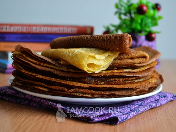 Блины из кукурузной и пшеничной муки на молоке, рецепт с фото