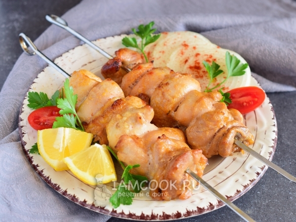 Шашлык из куриного филе в духовке, рецепт с фото