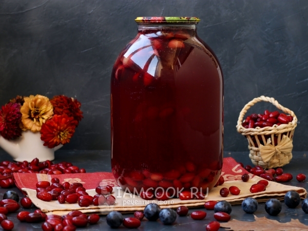 Компот из тёрна и кизила на зиму, рецепт с фото