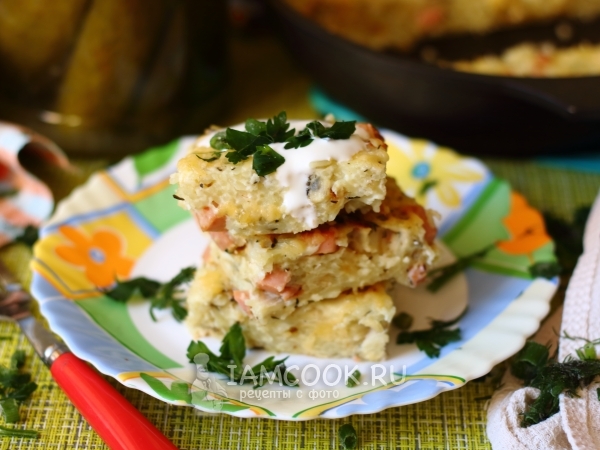 Лапшевник с колбасой (запеканка из макарон с колбасой и яйцами), рецепт с фото