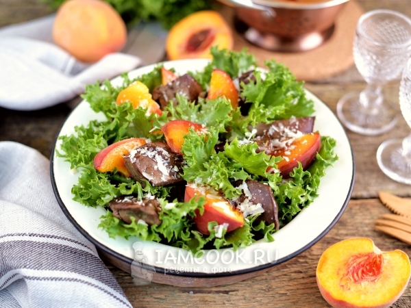 Индюшиная печень с персиками, рецепт с фото