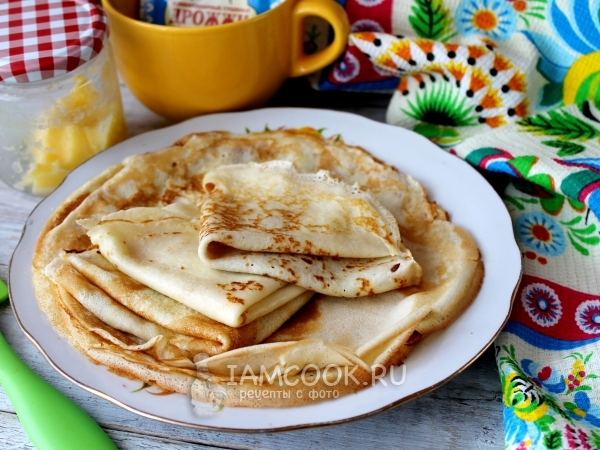Тонкие блины на дрожжах (с дырочками), рецепт с фото