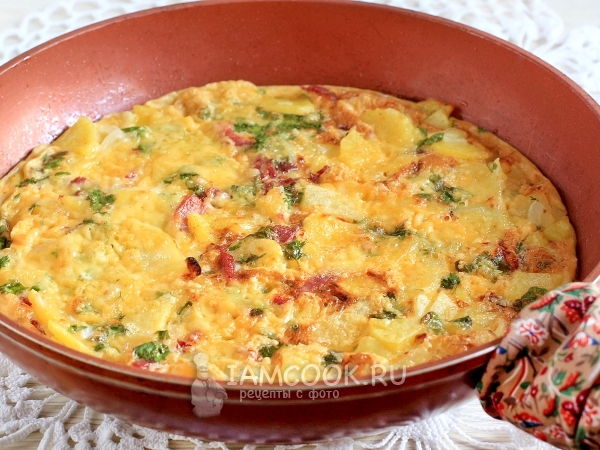 Фриттата с картофелем и ветчиной, рецепт с фото
