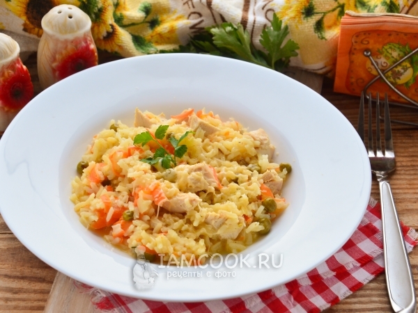 Ризотто с курицей и овощами (фьюжн), рецепт с фото