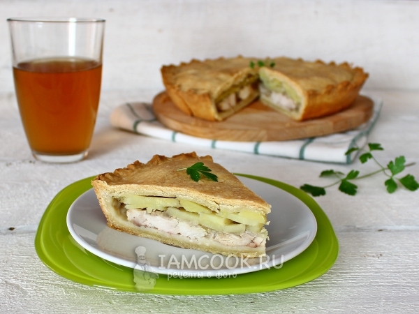Курник с курицей и картошкой на песочном тесте, рецепт с фото