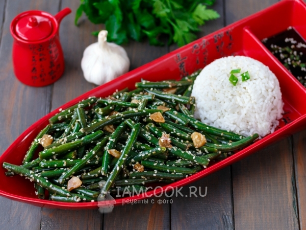 Стручковая фасоль с чесноком и соевым соусом, рецепт с фото