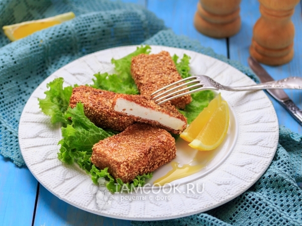 Жареная фета с кунжутом, рецепт с фото