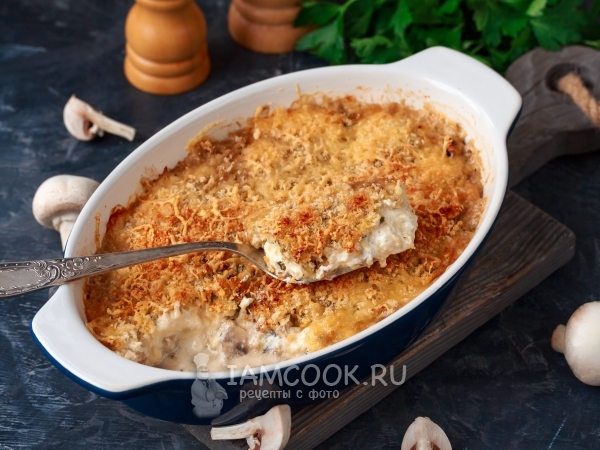 Шампиньоны в сметане в духовке, рецепт с фото