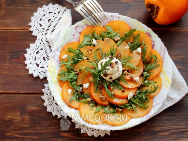 Салат с хурмой и рукколой, рецепт с фото