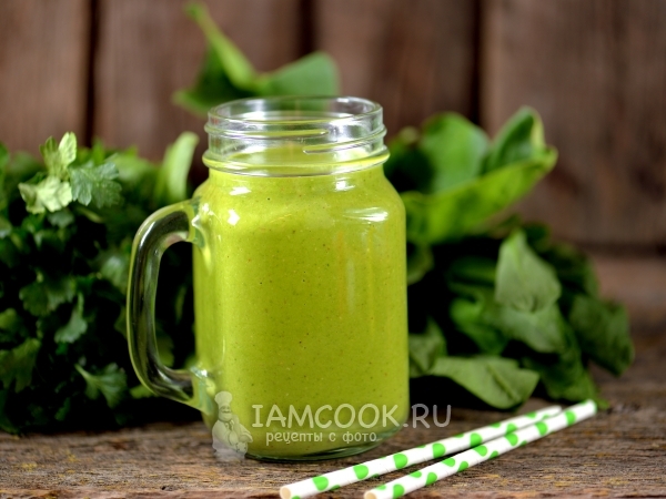 Зеленый коктейль с овсяными хлопьями и льном, рецепт с фото