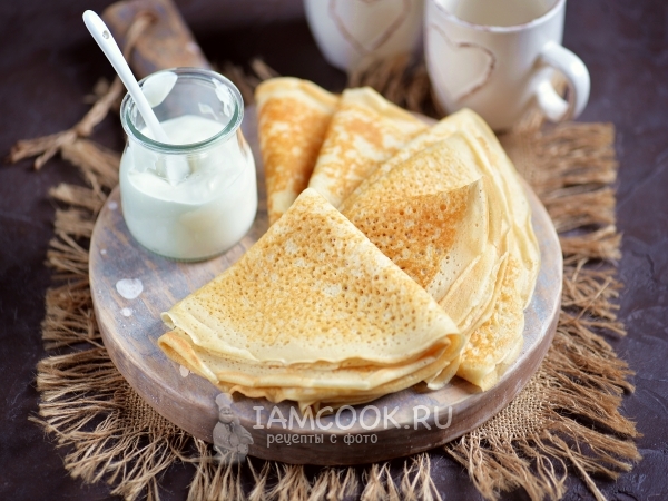 Тонкие блины на ряженке (с дырочками), рецепт с фото