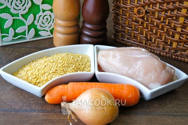 Ингредиенты для приготовления чечевицы с куриной грудкой