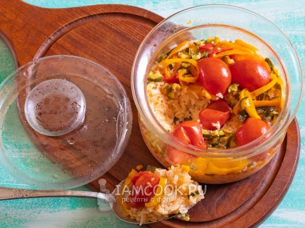 Рис с овощами в микроволновке, рецепт с фото