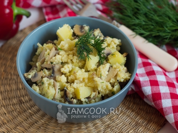 Пшенная каша с картофелем и шампиньонами, рецепт с фото