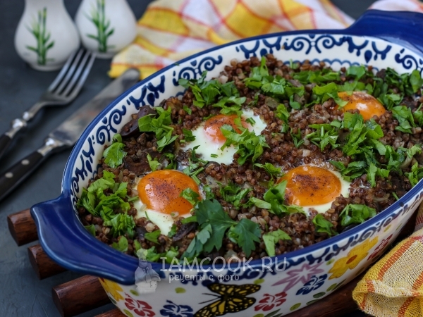 Гречка с куриной печенью и яйцами, рецепт с фото