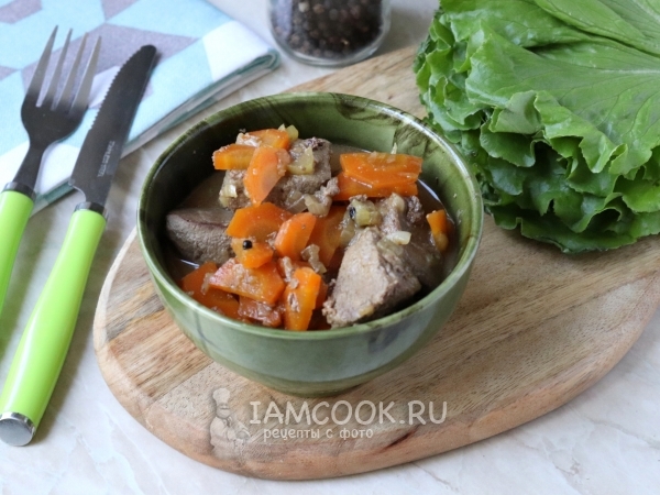 Тушеная свиная печень, рецепт с фото