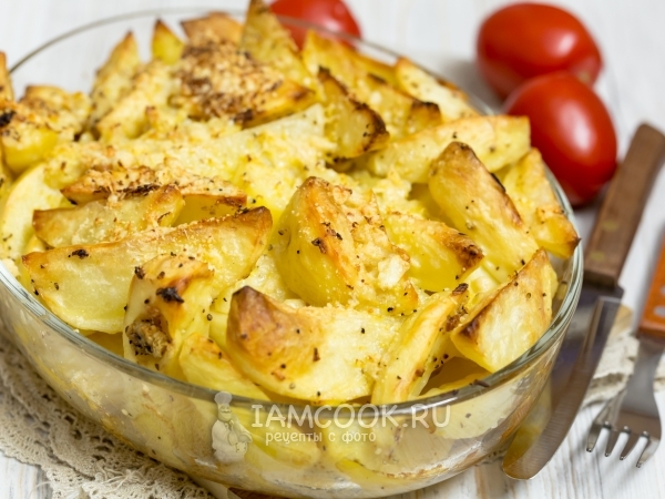 Картофельные дольки с сыром и лимоном в духовке, рецепт с фото